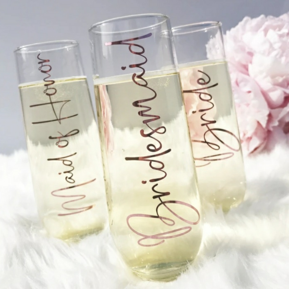 Personalized stemless champagne flutes